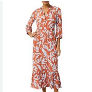 NWOT Hobbs London Magda Full Button 3/4 Sleeve Waist Tie Shirt Dress Size 10